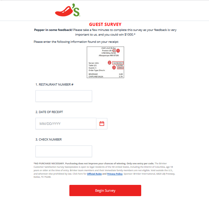 Simple Steps: Chili’s Survey & Chili’s Sweepstakes