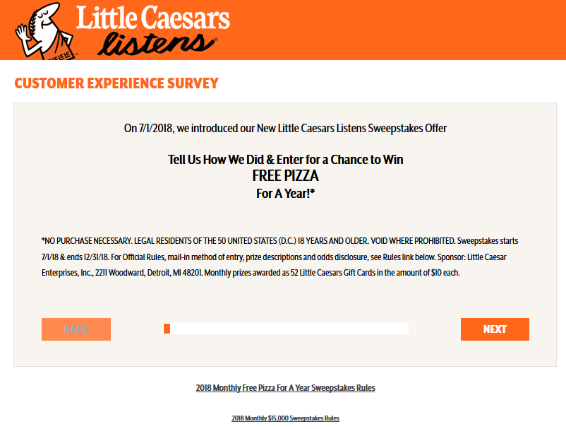 EASY STEPS: Little Caesars Survey & Sweepstakes