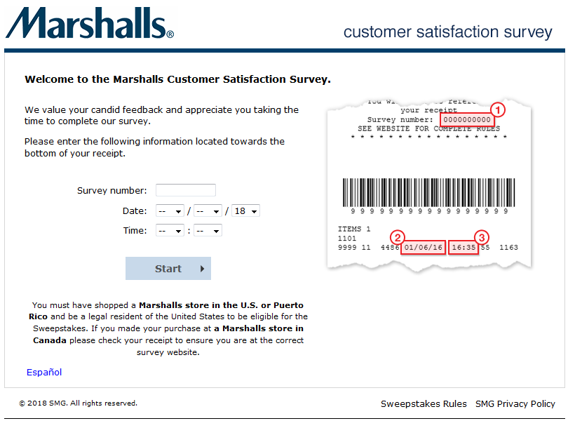 Marshalls Feedback Survey Sweepstake Entry