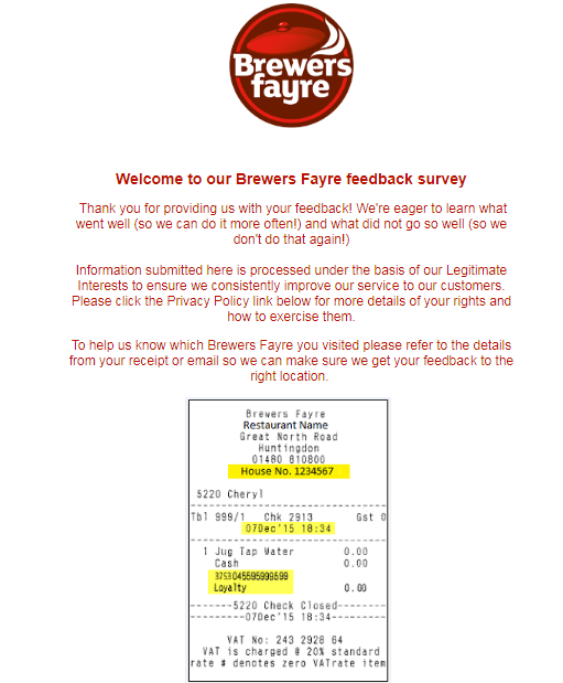 Brewers Fayre Survey