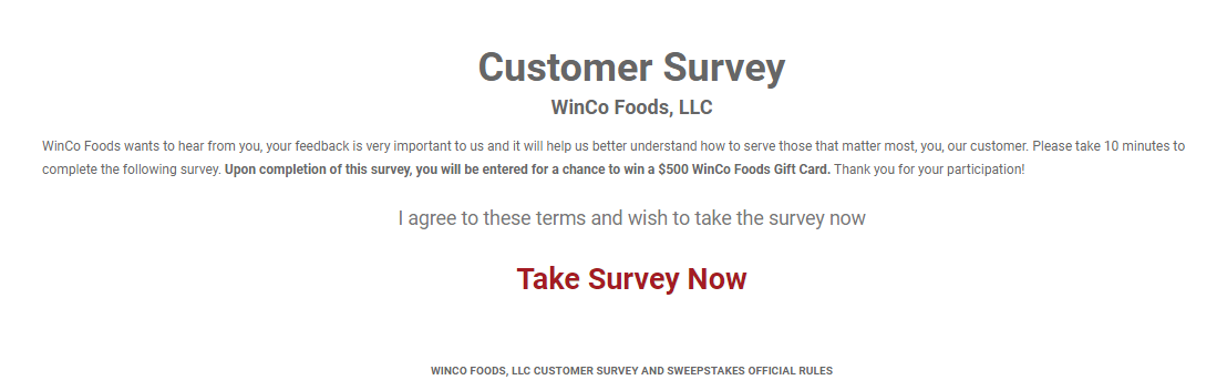 Take WinCo Food Survey Online