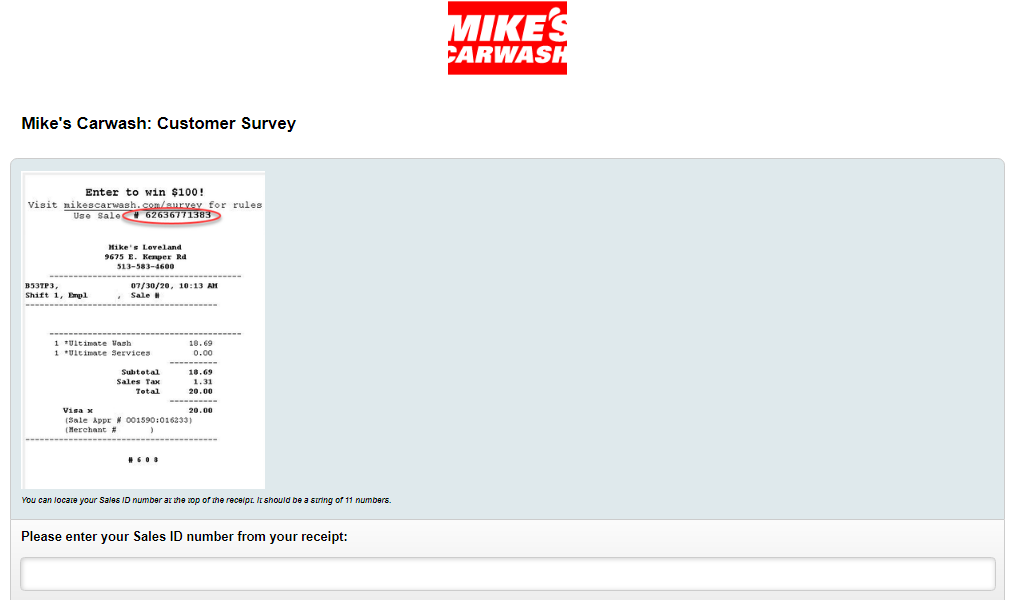 mikescarwash.com/survey Homepage