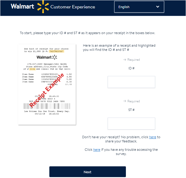 WalMart Customer Feedback Survey